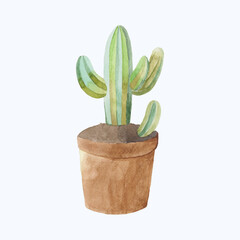 Cute Watercolor Cactus Clipart - Download Succulent Illustration