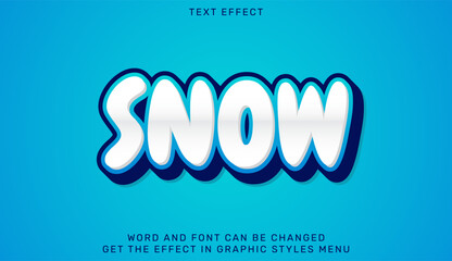 Snow text effect template in 3d design