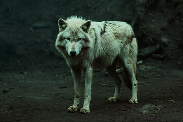 White wolf (Canis lupus) in the forest