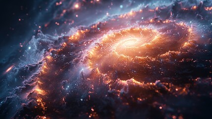 Spiral Galaxy in Milky Way, Star-filled Universe, Nebula. Space Background Featuring Spiral Galaxy - obrazy, fototapety, plakaty