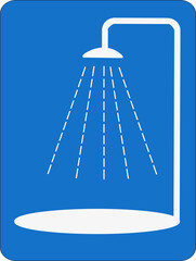 Panneau rectangulaire sur fond bleu: indiquant: douche	 - 791429535