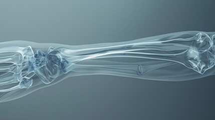 An X-ray image providing insight into the internal structure of the human elbow, highlighting the intricate articulation of bones and the network of muscles and tendons that enable movement. - obrazy, fototapety, plakaty