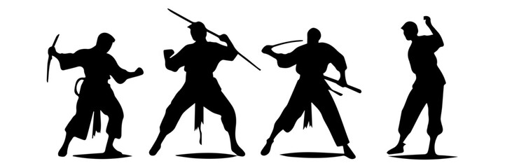 silhouettes of fighting people