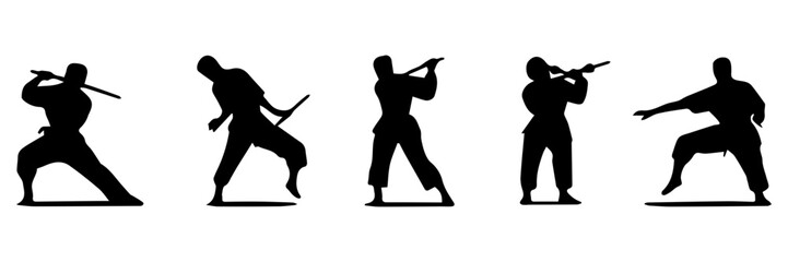 silhouettes of fighting people