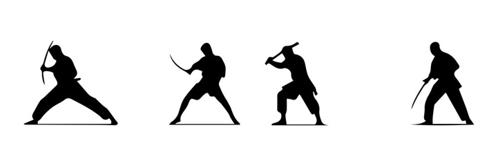 Fototapeta premium silhouettes of fighting people