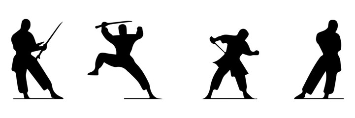 silhouettes of fighting people