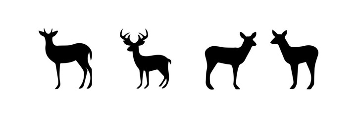 silhouette of a group of deer