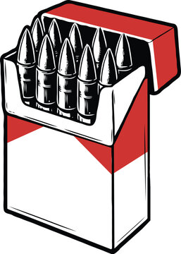 bullets in cigarette pack, red and white clip art preview