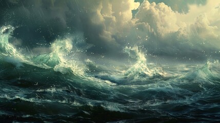 Stormy ocean boat view