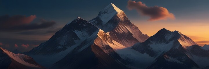 sunset in the mountains, ai generated