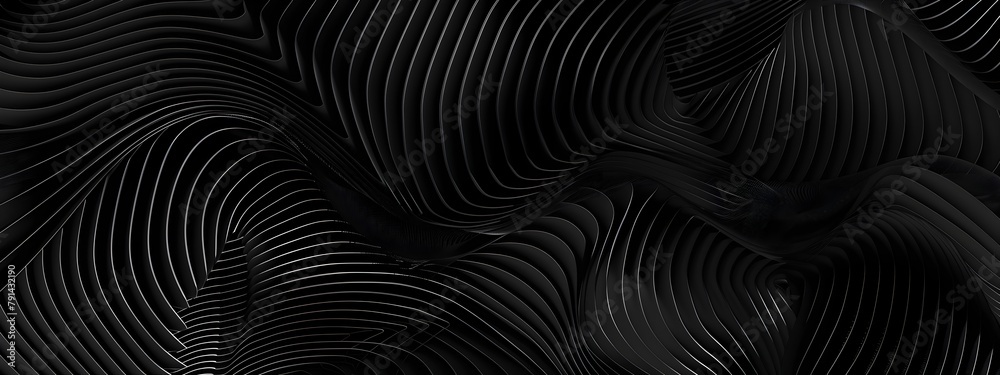 Poster black banner background with abstract wavy lines and waves design template for web print or presenta