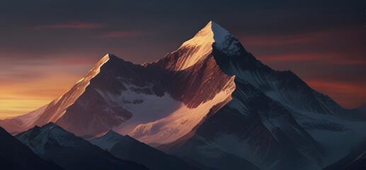 sunset over the mountains, ai generated