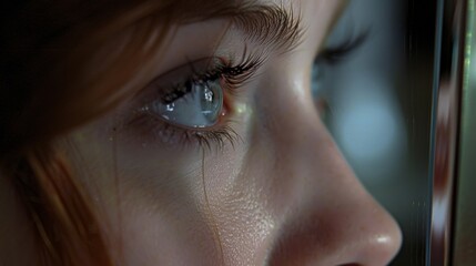 Her eyes are filled with a sense of wonder and excitement as she gazes at her changing form in the mirror. .