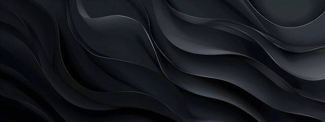 Fototapeta premium Black abstract background banner with wavy lines vector illustration dark gray and black color scheme minimalist design high resolution high quality high detail high contrast professional photography 