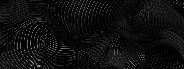 Black banner background with abstract wavy lines and waves Design template for web print or presentation Vector illustration  stock photo 2/3 place for text