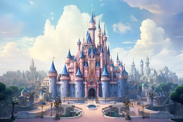Magic Fairy Tale Princess Castle in a fantasy world,   rendering