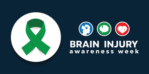 Brain Injury Awareness Week.Great for cards, banners, posters, social media and more. Dark blue background. 