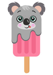 Funny koala ice cream on a stick