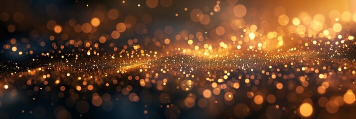 A mesmerizing array of golden bokeh lights creating a magical and glittering background effect full of sparkle