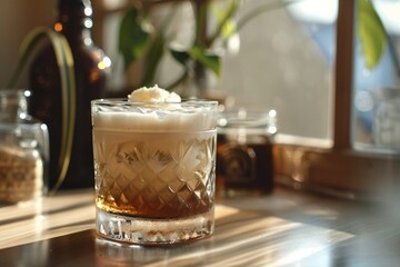 A craft cocktail featuring yak butter and exotic bitters - obrazy, fototapety, plakaty