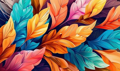 Beautiful illustration of colorful leaves, Generative AI