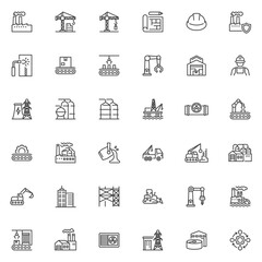 Industrial and Building line icons set