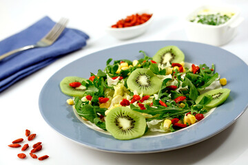 Kiwifruit and goji berries salad.