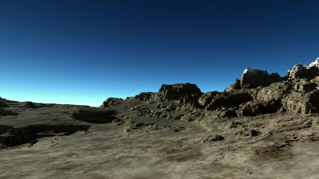 Snowy Mountain Peak. High Altitude. Camera Moving Slowly. Nature Related 3D Animation.