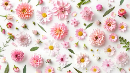 Beautiful Collection of Pressed Flowers and Plants. An array of various pressed flowers and plants in bright, vivid colors, perfectly suitable for art projects, decoration, or botanical studies.