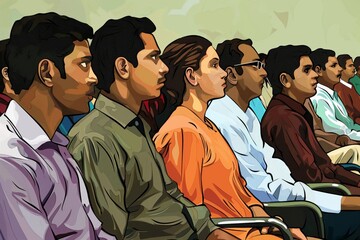 Illustration of a diverse group of professionals actively participating in a seminar