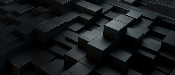 Abstract dark 3D brick layout, simple and minimal tech style