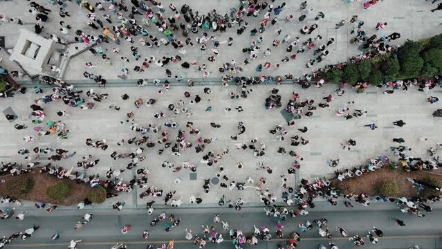 Aerial View of the people protest