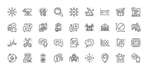 Naklejka premium Recovery data, Inclusion and Column diagram line icons pack. AI, Question and Answer, Map pin icons. Court building, Power certificate, Scissors web icon. Vector