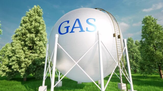 Oil gas tank ball on nature back 4k