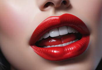 Close up mouth with red lipstick