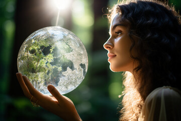 Naklejka premium Celebration of Earth Day Generative AI picture green planet beautiful nature in danger AI pic