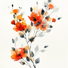 Naklejka premium A painting of a tree with red flowers