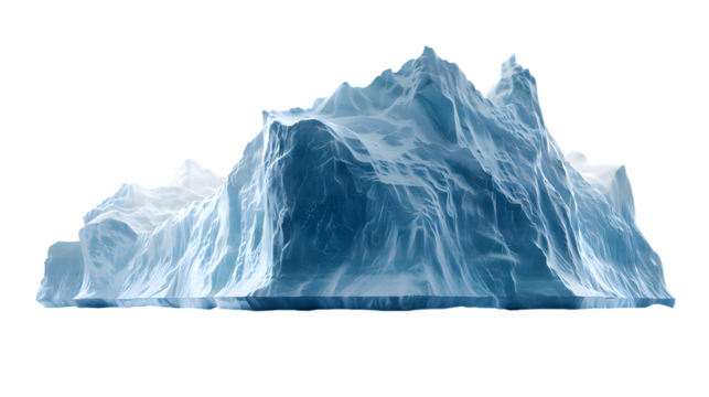 Huge blue iceberg isolated on transparent background