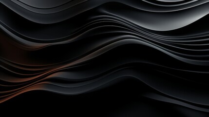 Dark 3D abstract wave forms, minimalist tech wallpaper