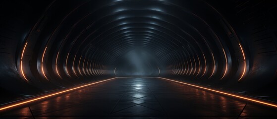 3D dark tone minimalist tech tunnels, simple design