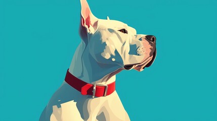 Vibrant flat illustration capturing the essence of a Dogo Argentino Playful dog icon in a flat design style 2d format