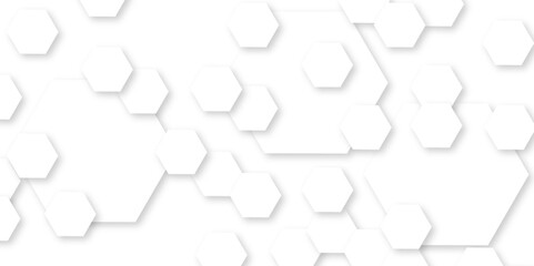 Abstract white background with hexagon and hexagonal background. Luxury white pattern with hexagons. abstract 3d hexagonal background with shadow. 3D futuristic abstract honeycomb mosaic background.