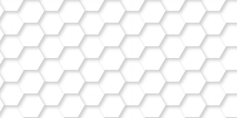 Naklejka premium Seamless pattern with hexagon. White Hexagonal Background. Luxury honeycomb grid White Pattern. Vector Illustration. 3D Futuristic abstract honeycomb mosaic white background. geometric mesh cell text.