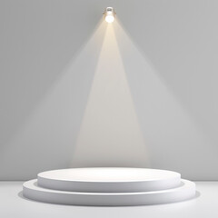 Modern Podium for Product Display in Spotlight isolated on white background