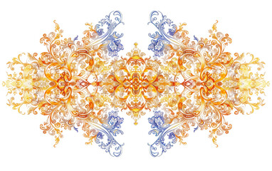 Swirling Arabesque Symmetry Isolated On Transparent Background PNG.
