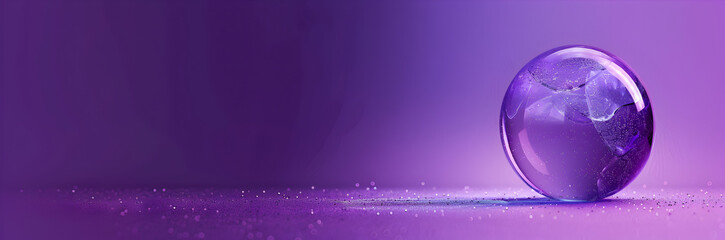Magical crystal ball web banner. Crystal ball isolated on purple background with copy space. - obrazy, fototapety, plakaty
