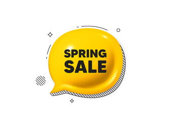 Spring Sale tag. Comic speech bubble 3d icon. Special offer price sign. Advertising Discounts symbol. Spring sale chat offer. Speech bubble comic banner. Discount balloon. Vector