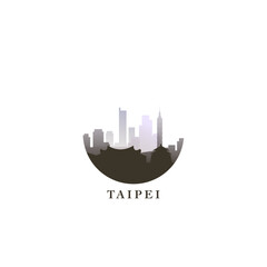 Obraz premium Taipei cityscape, gradient vector badge, flat skyline logo, icon. Taiwan capital city round emblem idea with landmarks and building silhouettes. Isolated graphic