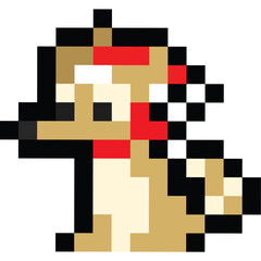 Pixel art cartoon cute dog character with christmas hat 3