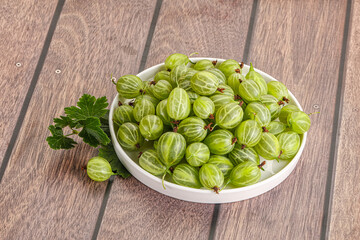 Sweet ripe gooseberries in the bowl